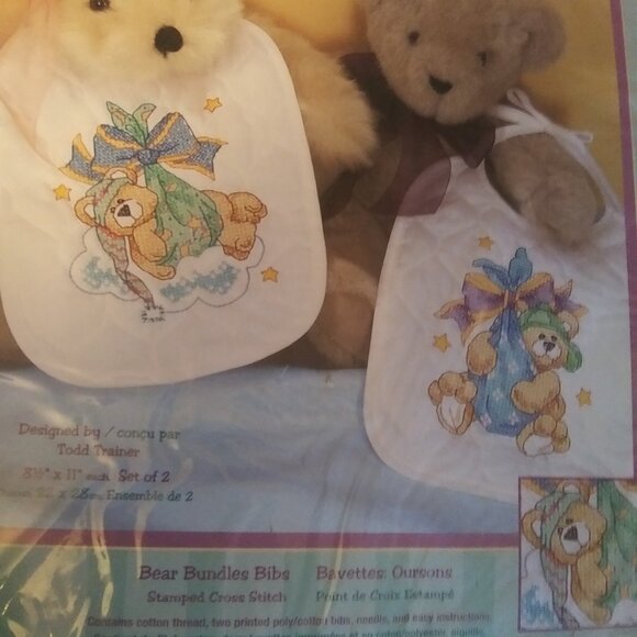 Dimensions Baby Hugs cross stitch kit bear bundles bibs Kit Made in the USA - Picture 2 of 13